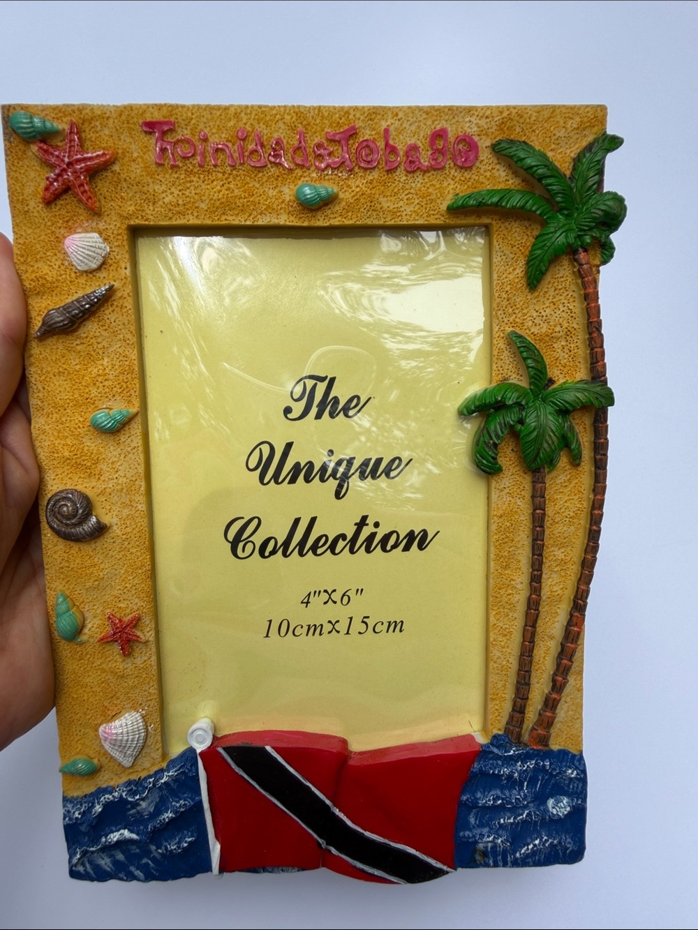 Trinidad & Tobago Themed Red Photo Frame with Palm Tree Accent
